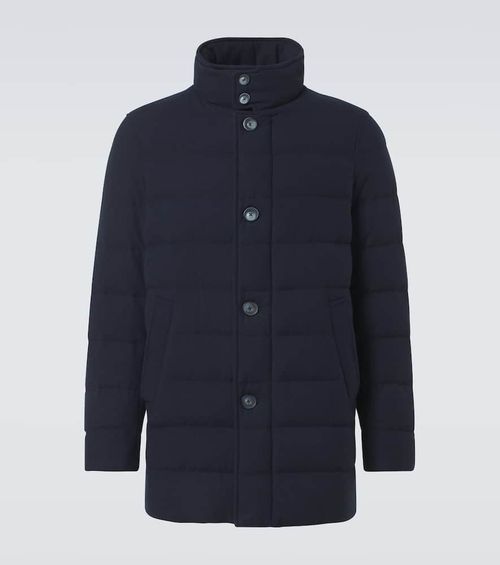 Paneled cashmere-blend down jacket