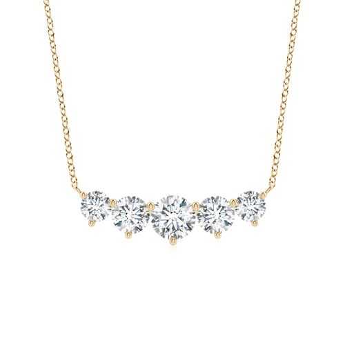 Angara 1.0 Carat Graduated Five Stone Round Diamond Necklace in 14K Yellow Gold