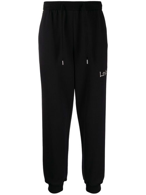 Slogan-print track pants - Black