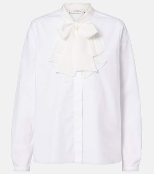 Pure Power bow-detail cotton-blend poplin shirt