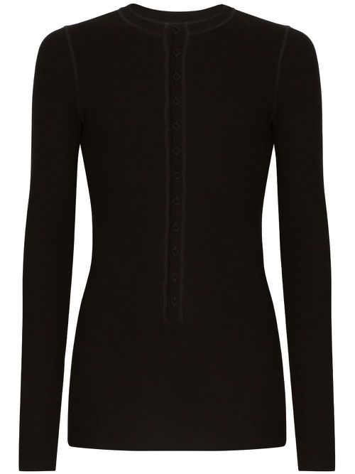 Button-up slim-cut top - Black