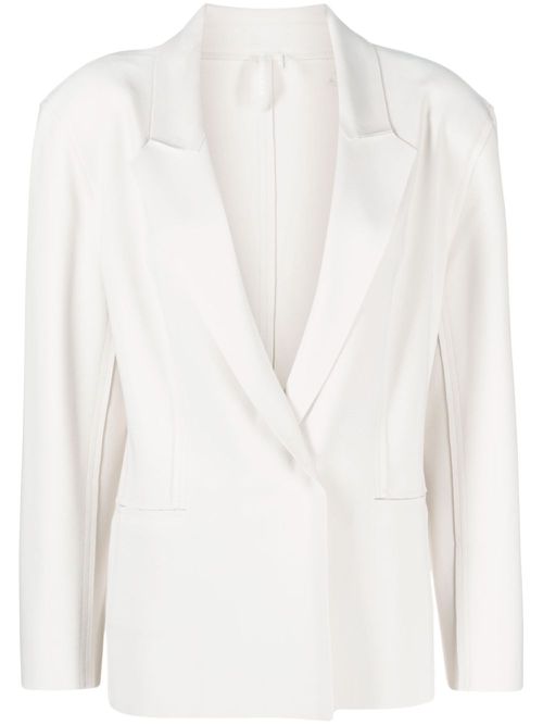 Stitch-detail single-breasted blazer - White