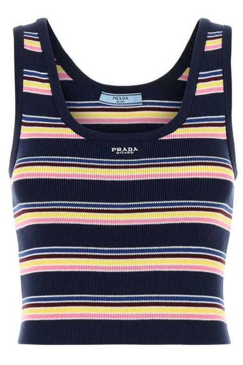 Prada Striped Ribbed Tank Top