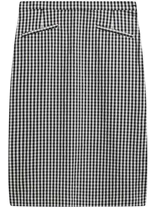 Gingham cotton-blend midi skirt - Black