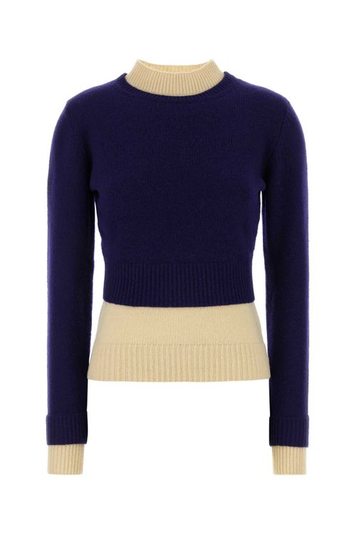 Colour-Block Virgin Wool Sweater — Navy