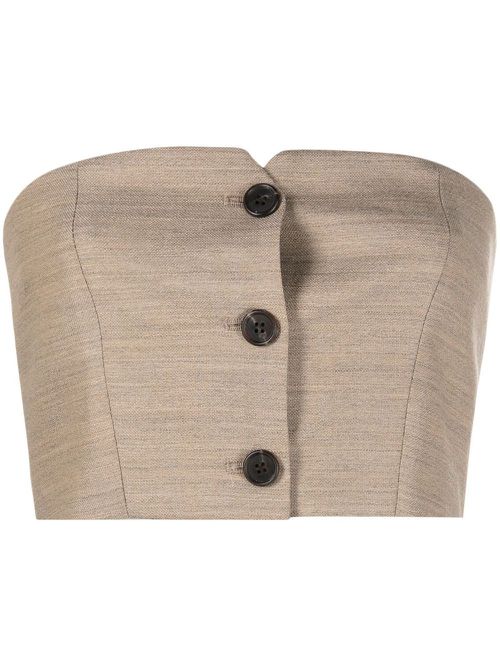 Buttoned bustier cropped top - Neutrals