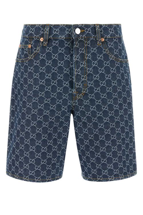 Embroidered Denim Bermuda Shorts