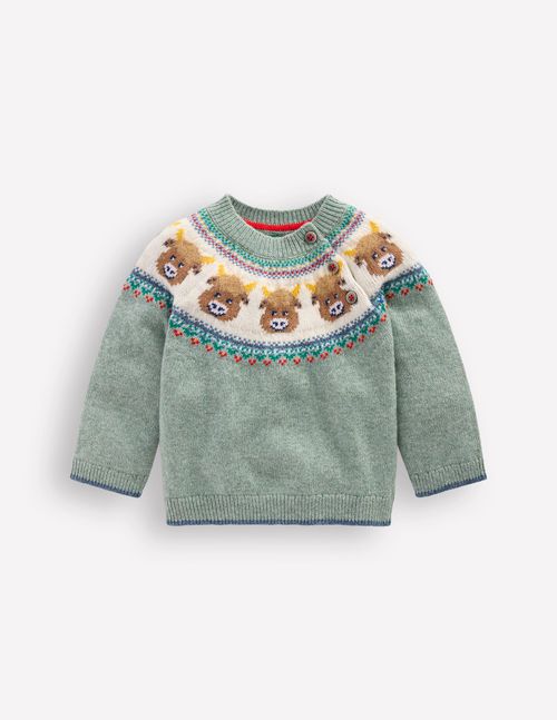 Baby Fair isle Sweater in Green | Size 0-3 Months