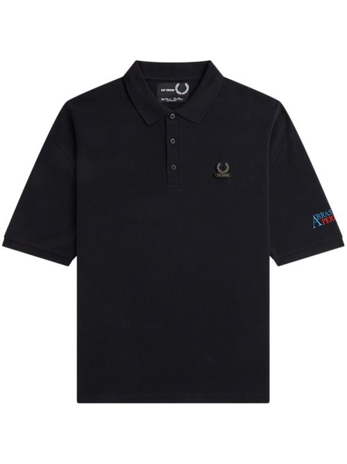 Logo-embroidered cotton polo shirt - Black