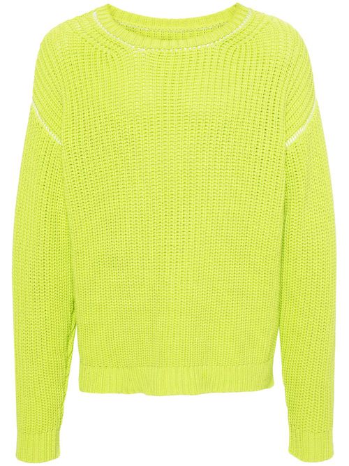 Decorative-stitching chunky-knit jumper - Green