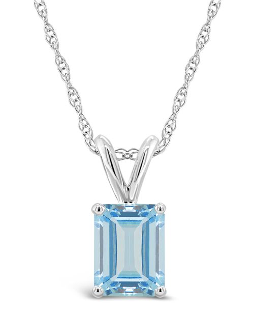 Aquamarine Pendant Necklace (1-3/8 ct.t.w) in 14K White Gold - White Gold