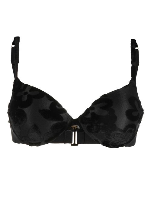Floral-print underwire bra - Black