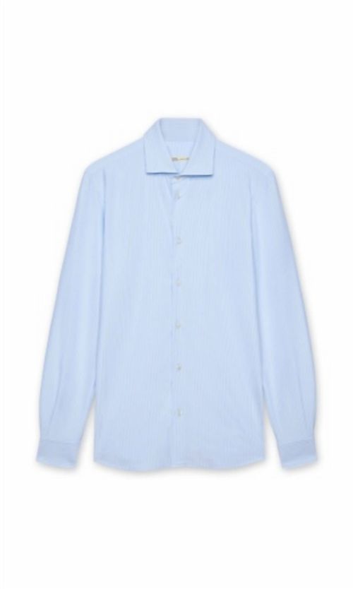 Men's Spread Collar Jersey Shirt In Light Blue