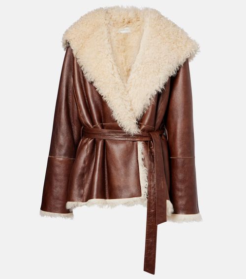 Shearling-trimmed leather jacket