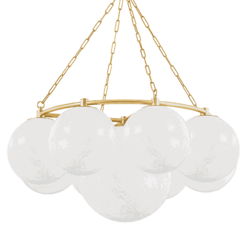 Aged Brass Nine Light Chandelier from the Thornwood Collection