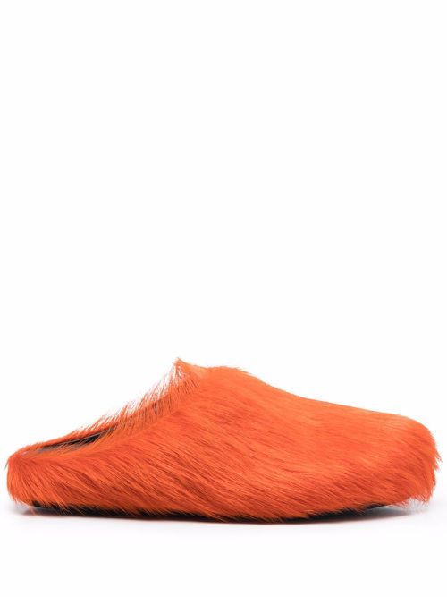 Fussett Sabot calf-hair mules - Orange