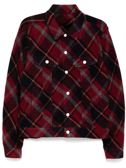Logo patch shirt jacket - Red