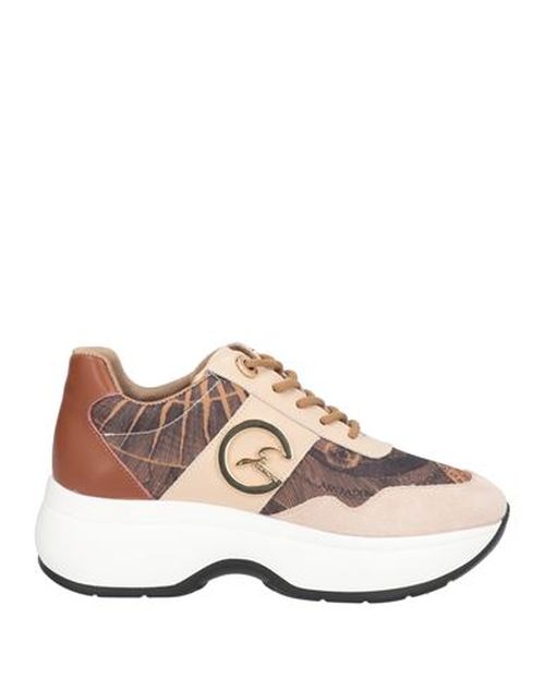Woman Sneakers Beige Size 7 Soft Leather, Textile fibers