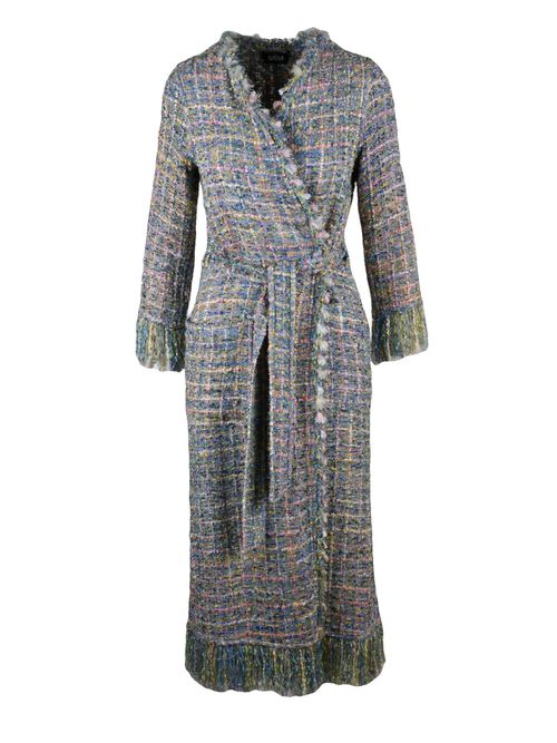 Multicolor Viscose Acrylic Cotton Bouclé Duster Coat