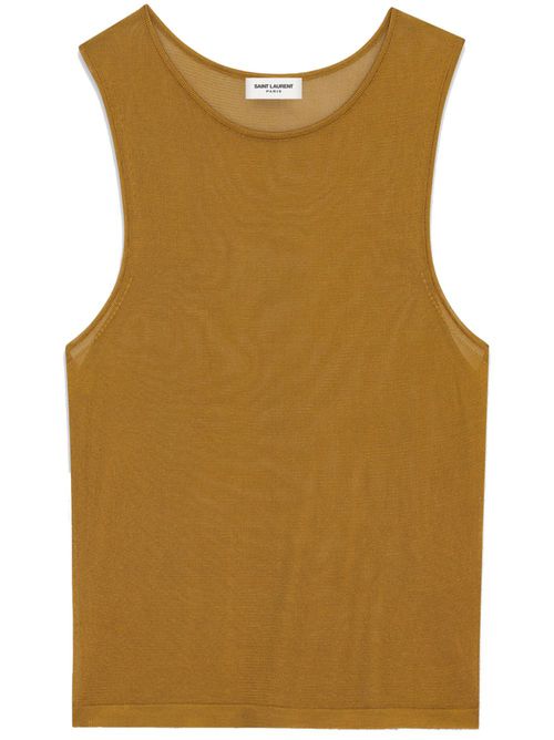 Knitted cropped tank top - Brown