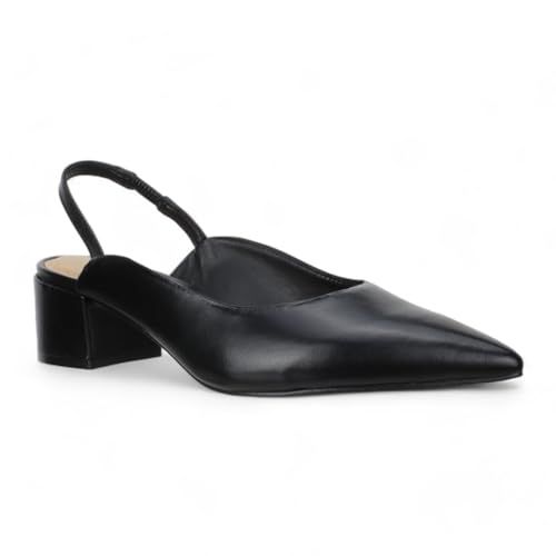 CARRANO Women's Heidi Leather Slingback Pumps - Black/Python Bone (Black/Python Bone, US Footwear