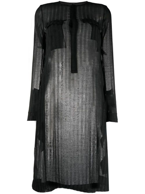Striped sheer oversized T-shirt - Black