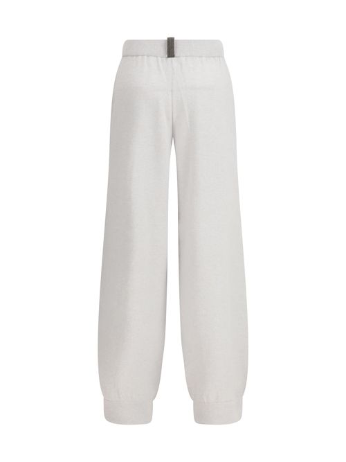 Jewel-Embellished Fleece Wool Trousers — White