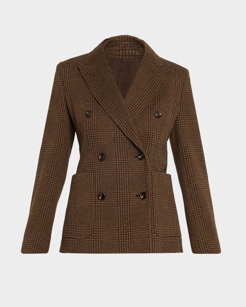 Zulma Houndstooth Wool Double-Breasted Jacket