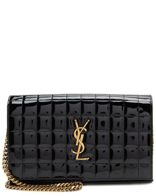 Black Patent Leather Cassandre Chain Wallet (Authentic Pre- Loved)