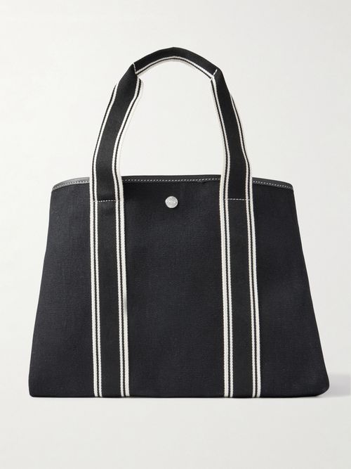Cruise Medium Leather- And Webbing-trimmed Canvas Tote - Black