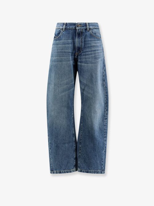Barrel-Fit Cotton Denim Jeans — Blue