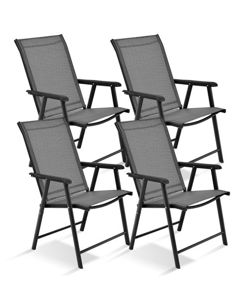 4-Pack Patio Folding Chairs Portable for Outdoor Camping - Grey
