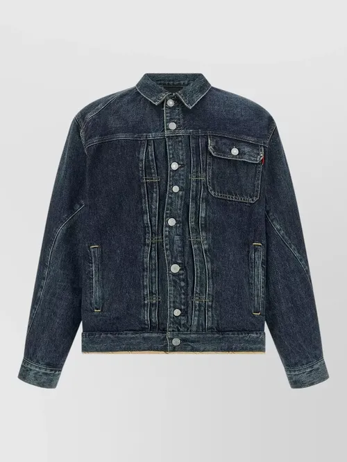 Undercover - sculpted seams denim jacket point collar