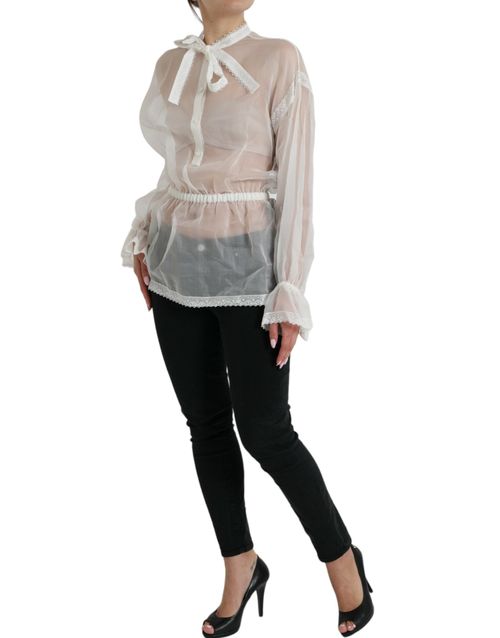 Silk Ascot Collar Blouse — White