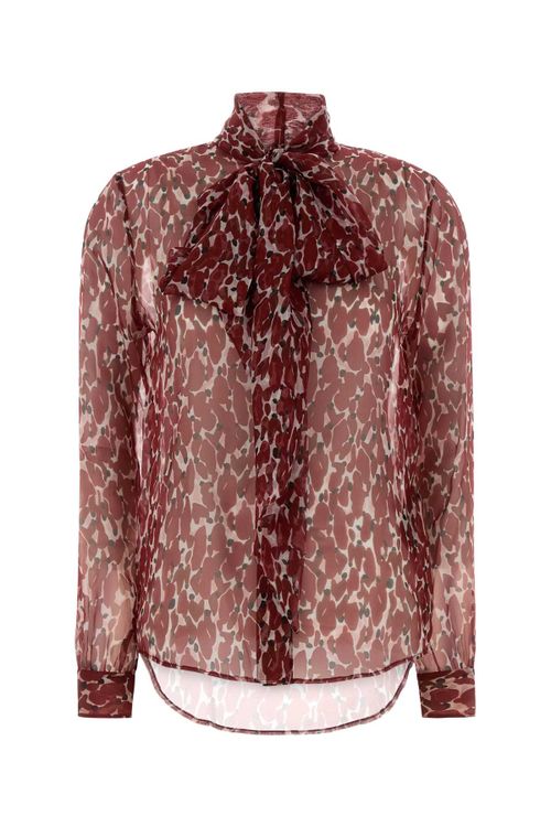 Printed Silk Shirt — Red
