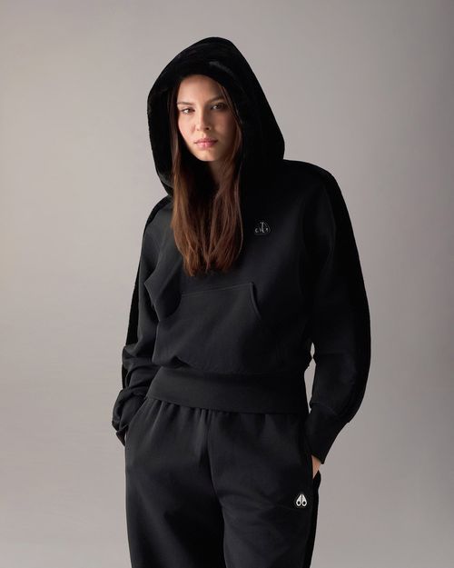 Moose Knuckles - Women's Mixed Media Bunny Hoodie - Color: Black