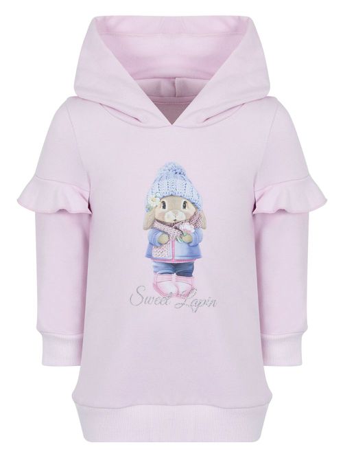 Rabbit print peplum sleeve pullover dress - Pink