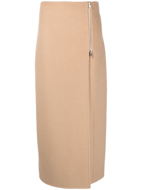 Zip-up straight wool skirt - Neutrals