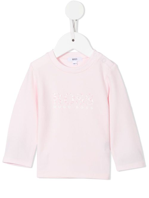 Floral-print logo T-shirt - Pink
