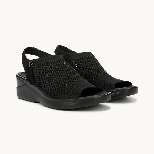 For Shoes Starlet Wedge Sandal Black Knit Fabric