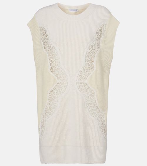 Virgin wool lace sweater vest
