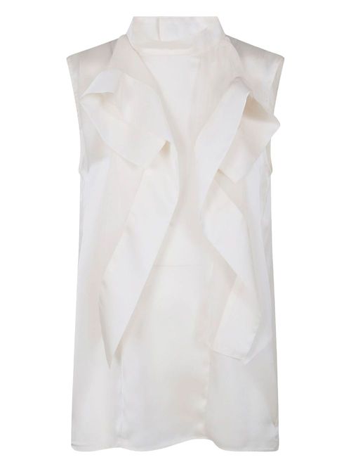 Sacai ruffle-detail sleeveless top - Beige