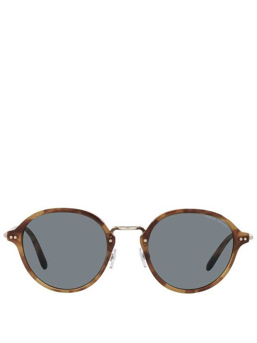 Tortoiseshell-effect round-frame sunglasses - Blue