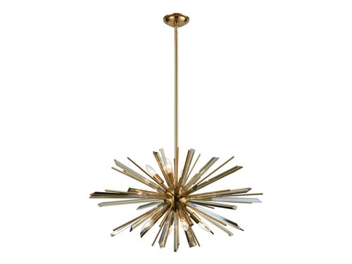Palisades Ave. 8-Light Chandelier in Antique Brass With Champagne Gla