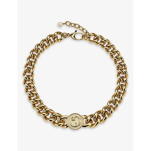 Womens Yellow Gold Blondie Interlocking G-charm Chunky Gold-toned Metal Necklace 41cm