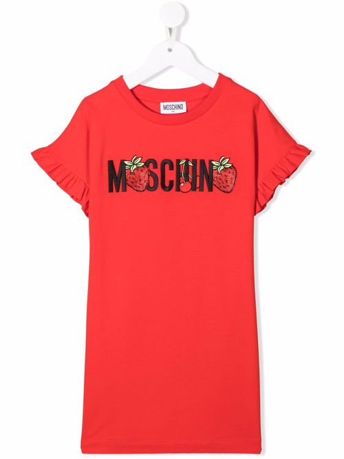 Strawberry-logo T-shirt dress - Red