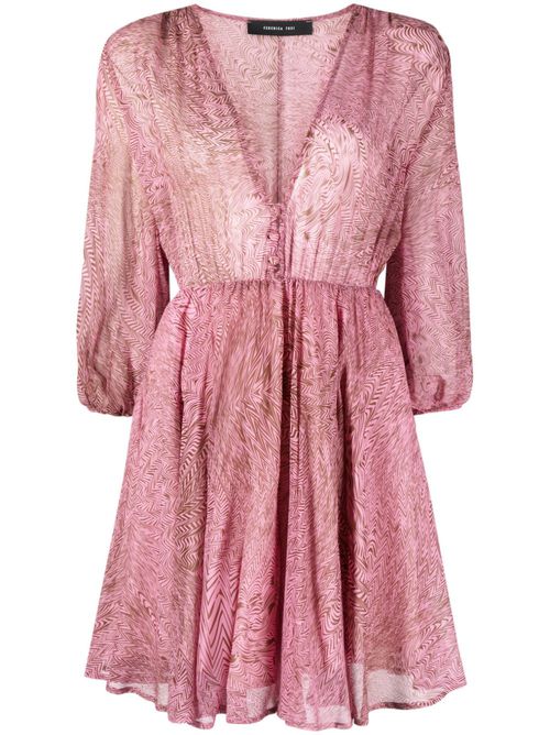 Abstract-print silk dress - Pink