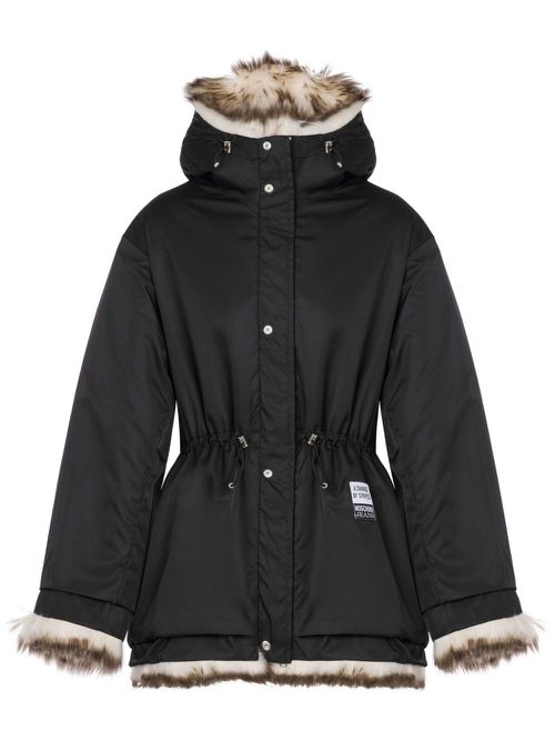 Shearling-trim hooded jacket - Neutrals