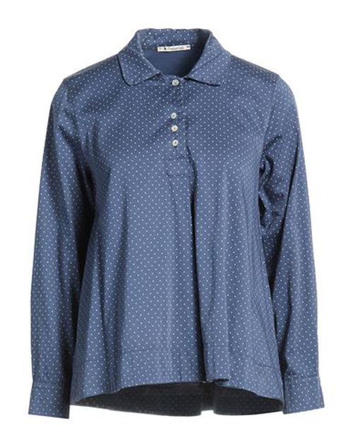Trebarrabi Woman Top Slate blue Size S Cotton, Elastic fibres