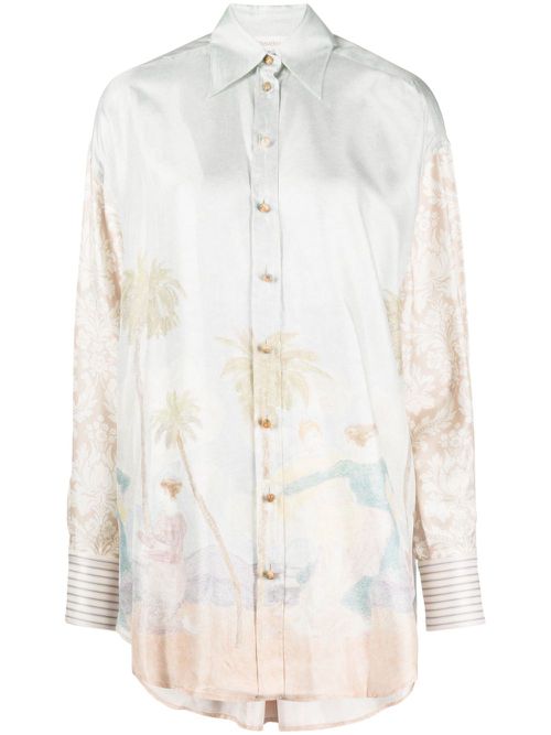 Sensory dancer-print spliced shirt - Multicolour